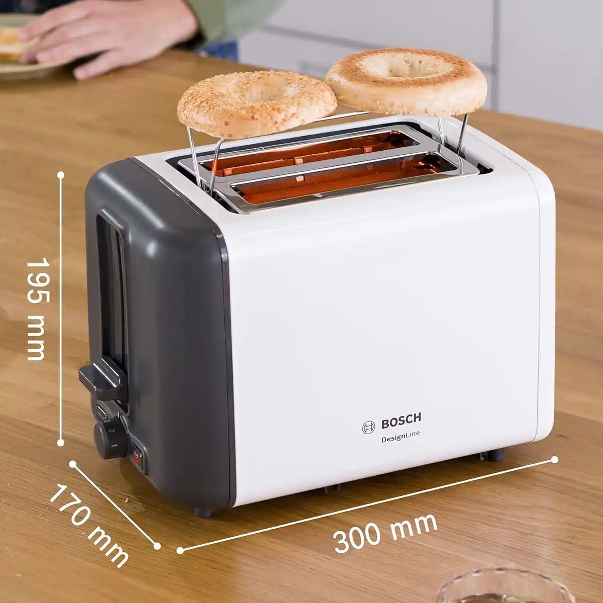 Bosch TAT3P421GB 2 Slice Toaster 970 W, White | Atlantic Electrics