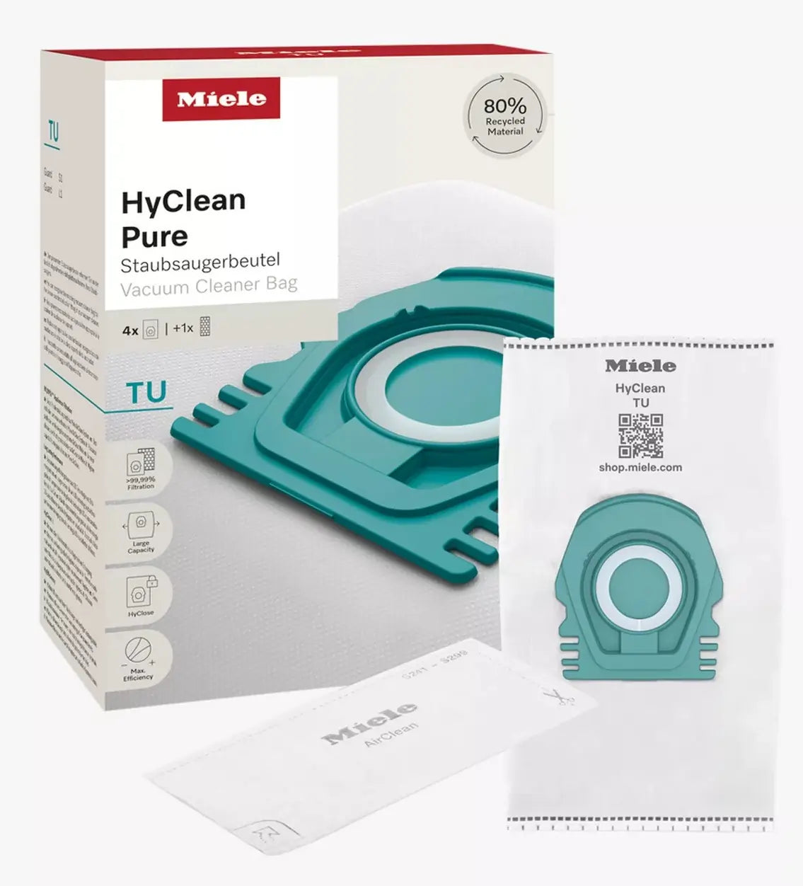 Miele HyClean Pure TU Dust Bag Pack (4 Dust Bags + 1 Filter) For Miele GUARD S1 & L1 Vacuum Cleaners