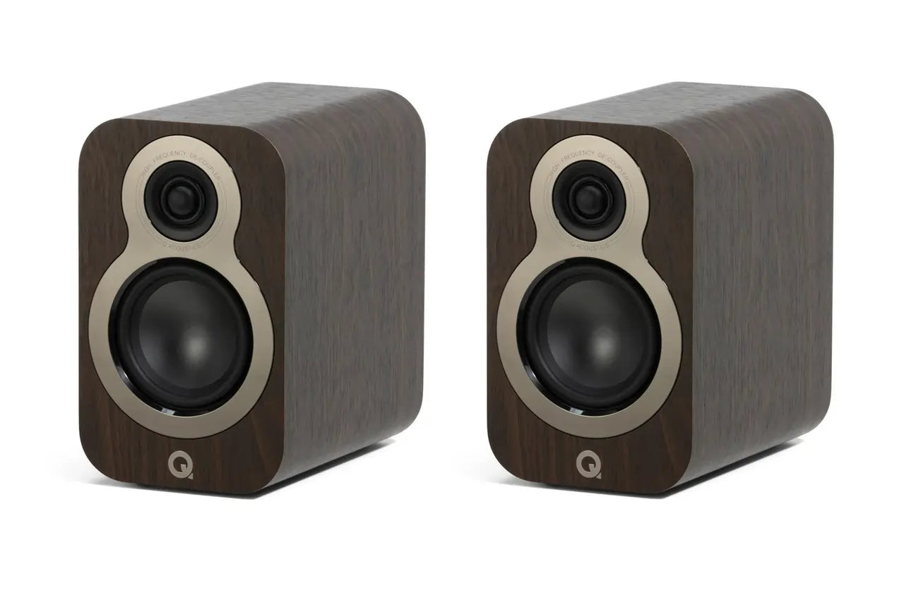 Q Acoustics Q3010c 4 Inch Pair of Bookshelf Speakers, Claro Walnut