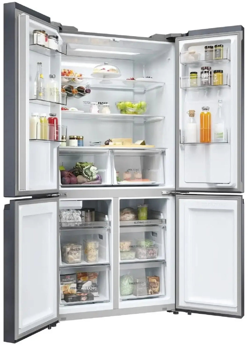 Haier HCR5919EHMB Cube 90 Series 5 525 Litre Four Door American Fridge Freezer - Black | Atlantic Electrics