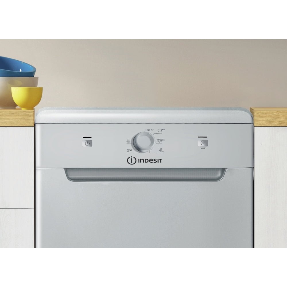 Indesit DF9E1B10SUK 45cm Slimline 9 Place Setting Dishwasher, Silver | Atlantic Electrics