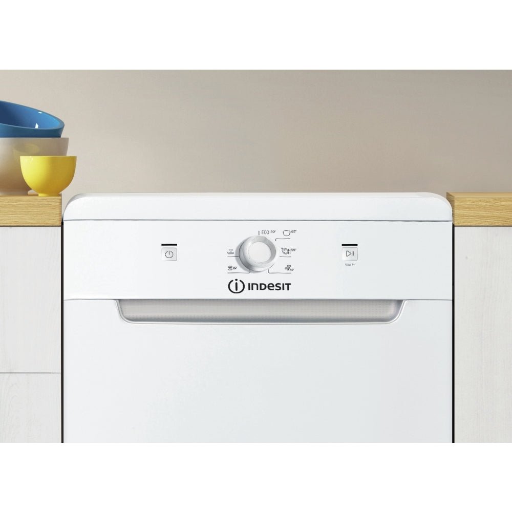 Indesit DF9E1B10UK 45cm Slimline 9 Place Settings Dishwasher, White | Atlantic Electrics