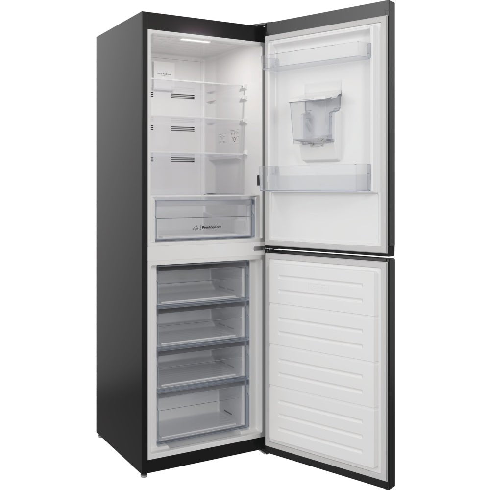 Indesit IBTNF60182BAQUAUK 50/50 No Frost Fridge Freezer With Water Dispenser, Black | Atlantic Electrics