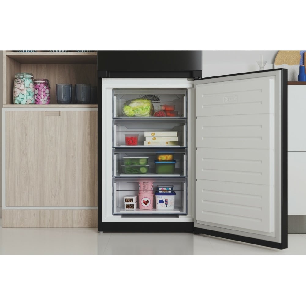 Indesit IBTNF60182BAQUAUK 50/50 No Frost Fridge Freezer With Water Dispenser, Black | Atlantic Electrics