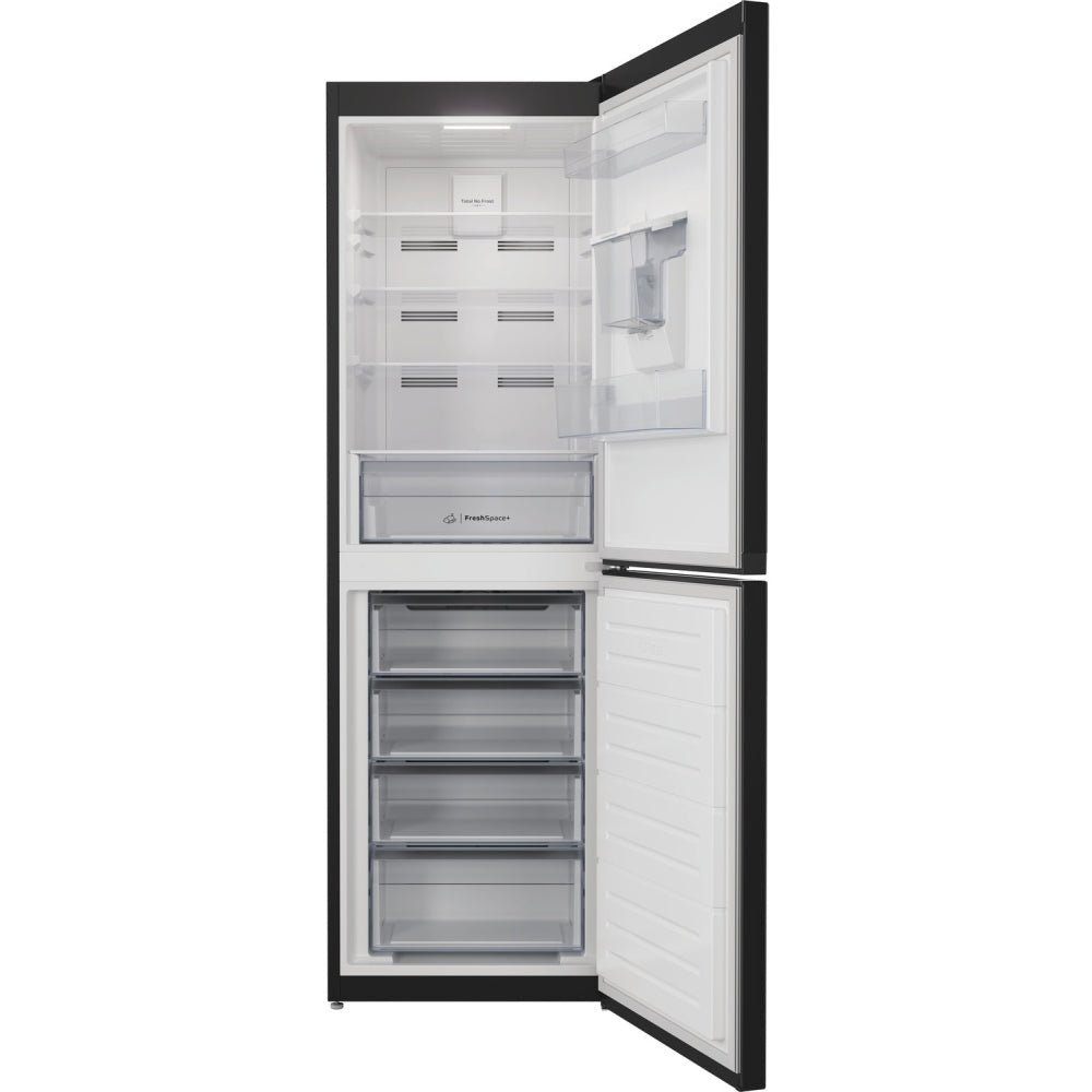 Indesit IBTNF60182BAQUAUK 50/50 No Frost Fridge Freezer With Water Dispenser, Black | Atlantic Electrics