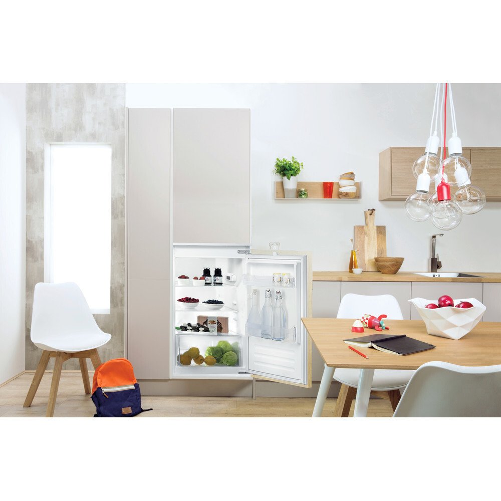 Indesit INS9012 136 Litre Built-In Larder Fridge, Sliding Hinge, White | Atlantic Electrics
