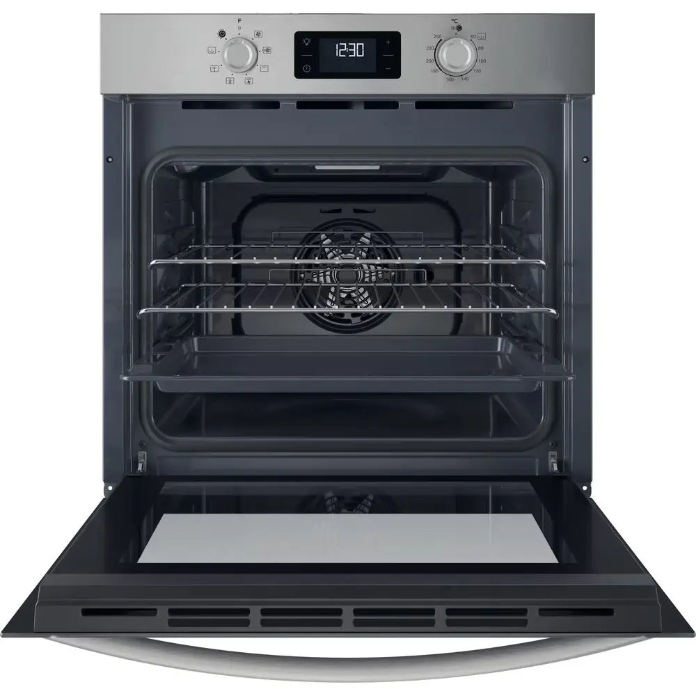 Indesit IO253XUK Built-in Turn&Go Click&Clean Electric Single Oven, Stainless Steel