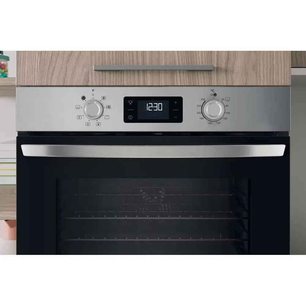 Indesit IO253XUK Built-in Turn&Go Click&Clean Electric Single Oven, Stainless Steel