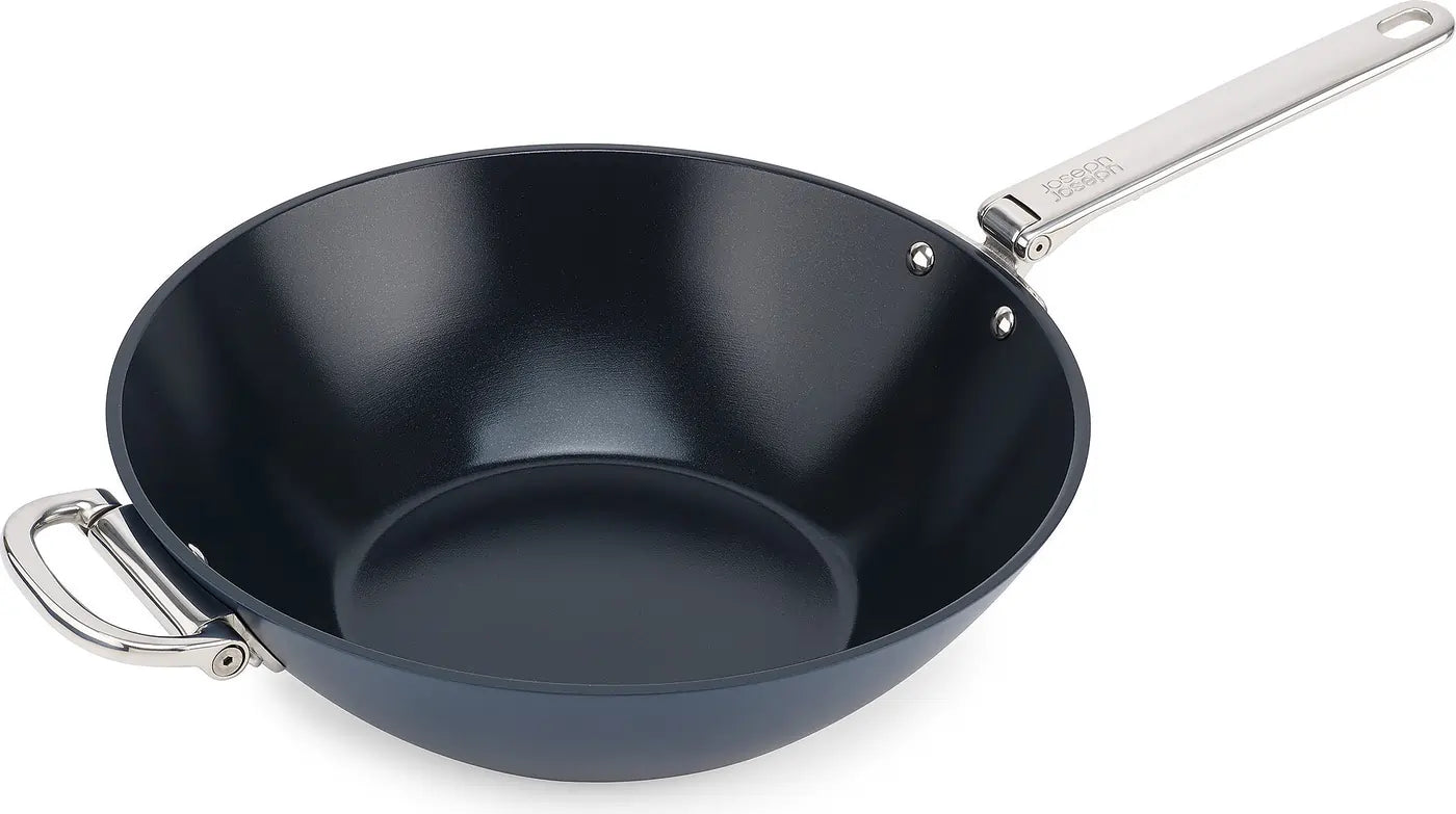 Joseph Joseph 45048 Space Folding Handle Ceramic Non-Stick 32cm Wok, Blue