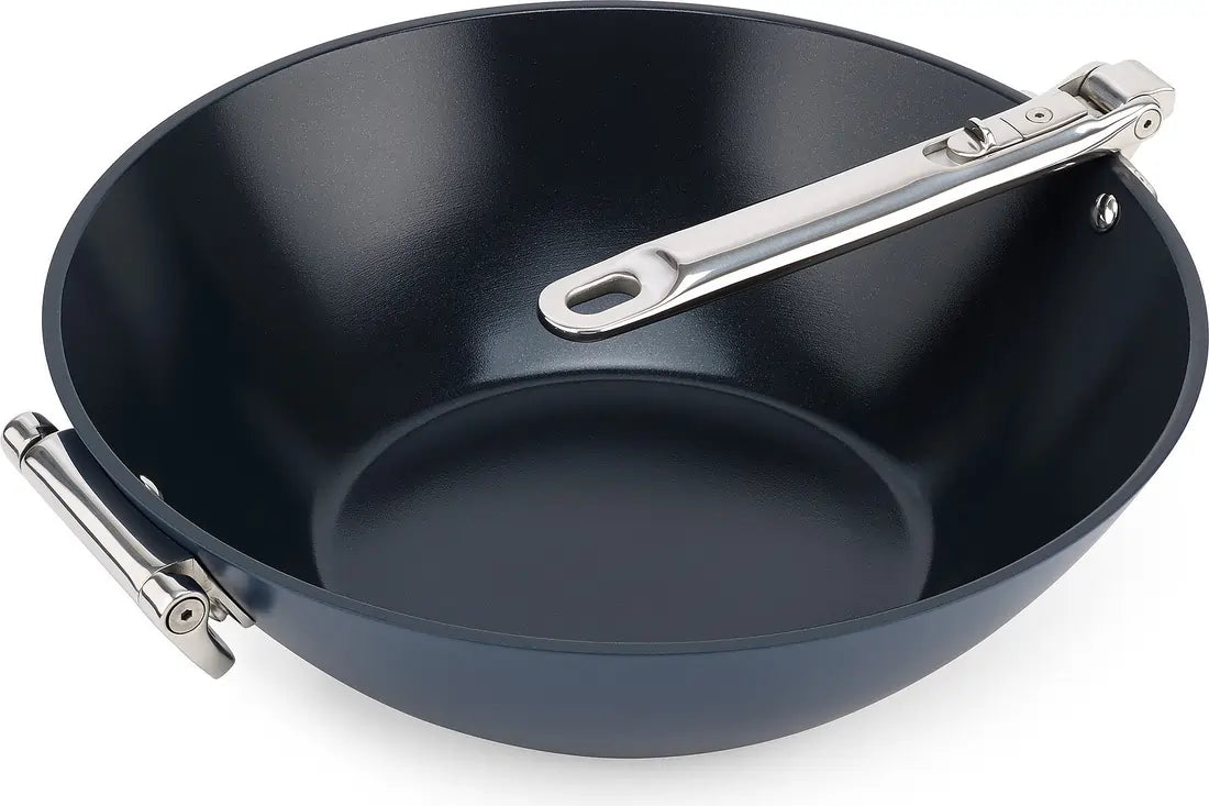Joseph Joseph 45048 Space Folding Handle Ceramic Non-Stick 32cm Wok, Blue