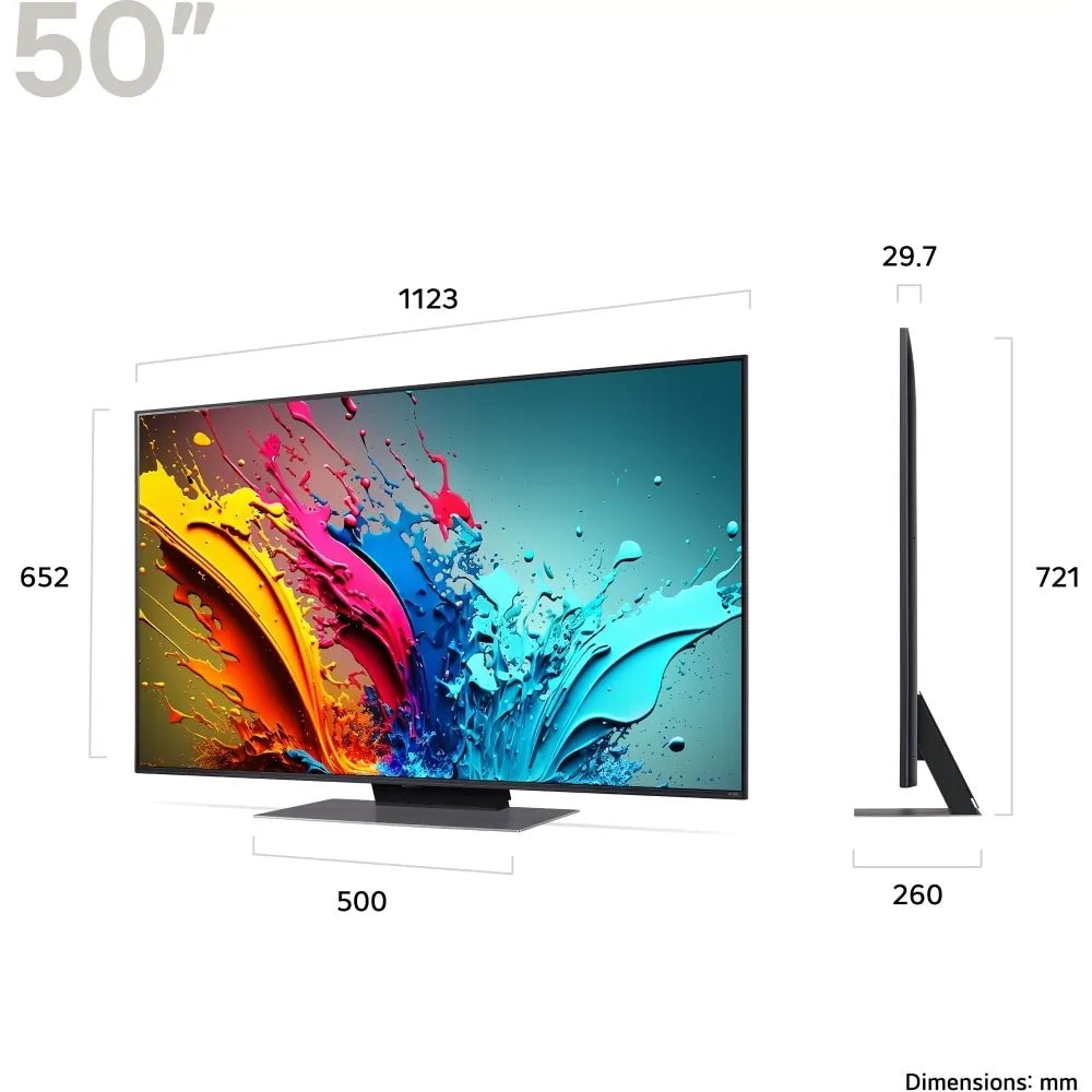 LG 50QNED87T6B (2024) QNED HDR 4K Ultra HD Smart TV, 50 inch with Freeview Play/Freesat HD, Essence Graphite | Atlantic Electrics