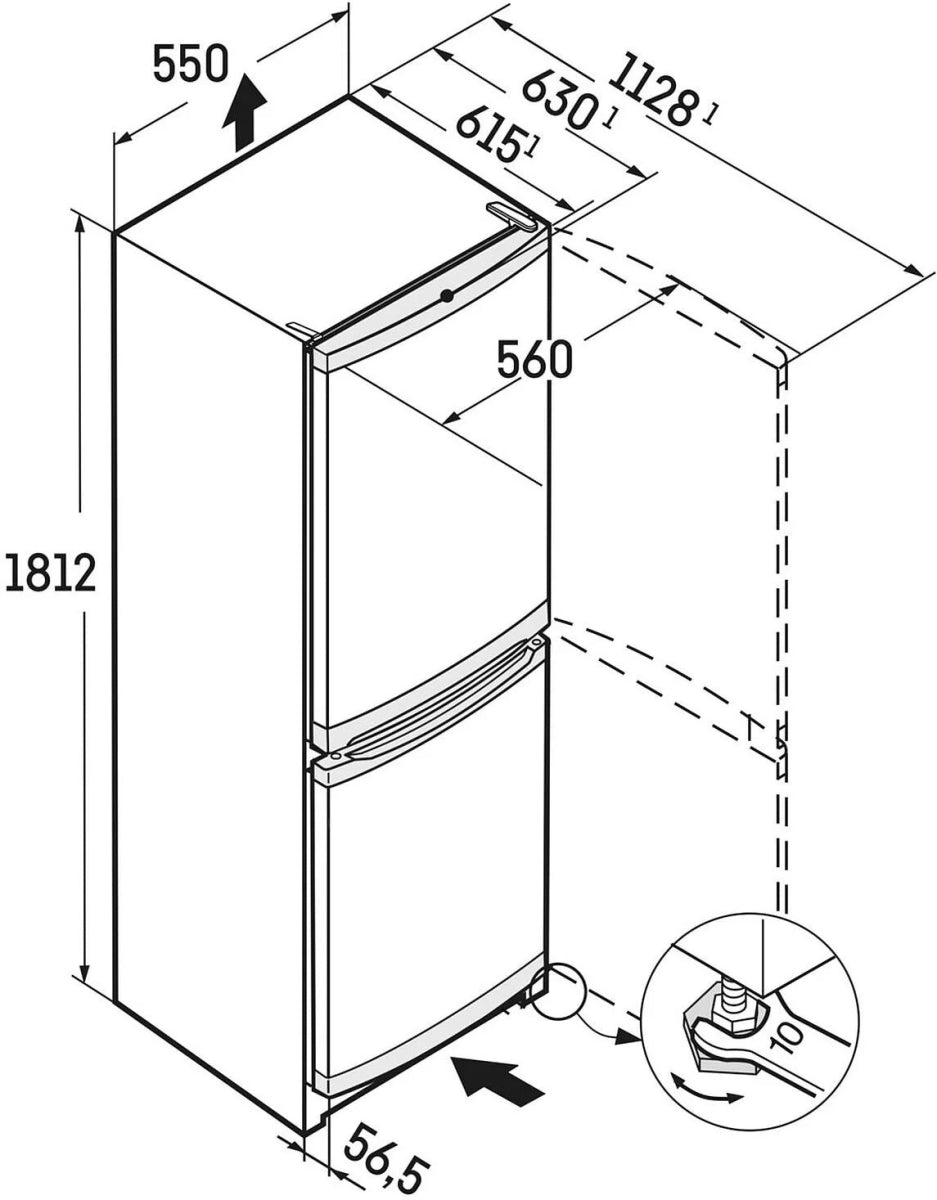 Liebherr CUE3331 55cm 60/40 Fridge Freezer - White | Atlantic Electrics