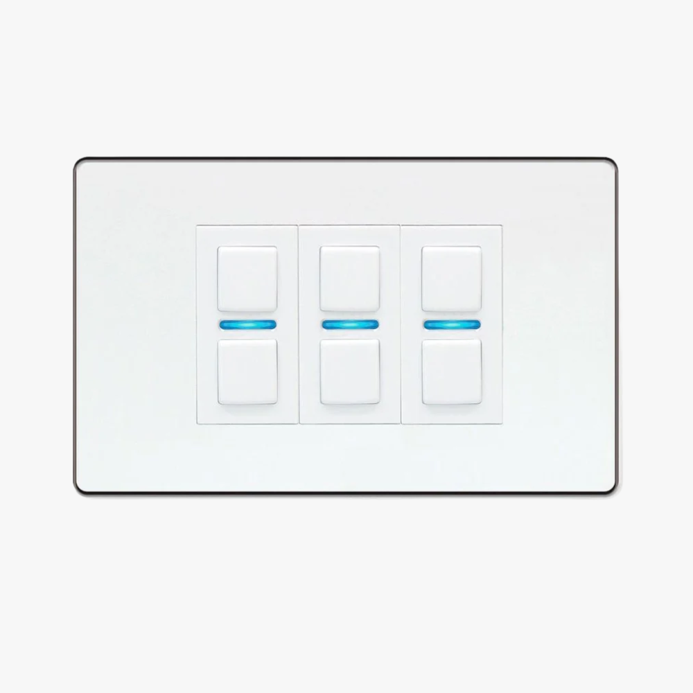 Lightwave L23 Smart Dimmer (3 Gang), White Metal