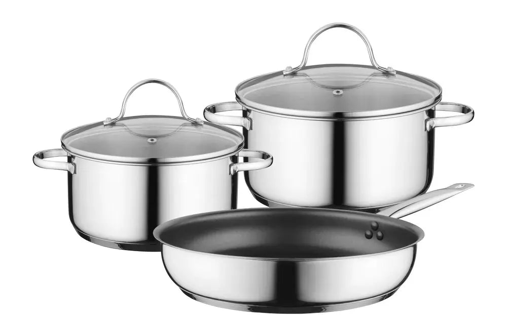 Bosch HEZ9SE030 BergHOFF 3 Piece Induction Hob Pan Set, Stainless steel