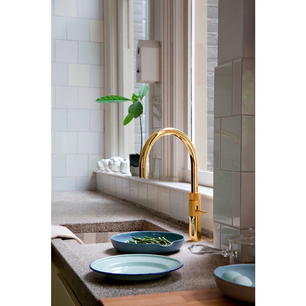 Quooker 3 in 1 Combi 2.2 Fusion Round Gold Boiling Water Tap | Atlantic Electrics