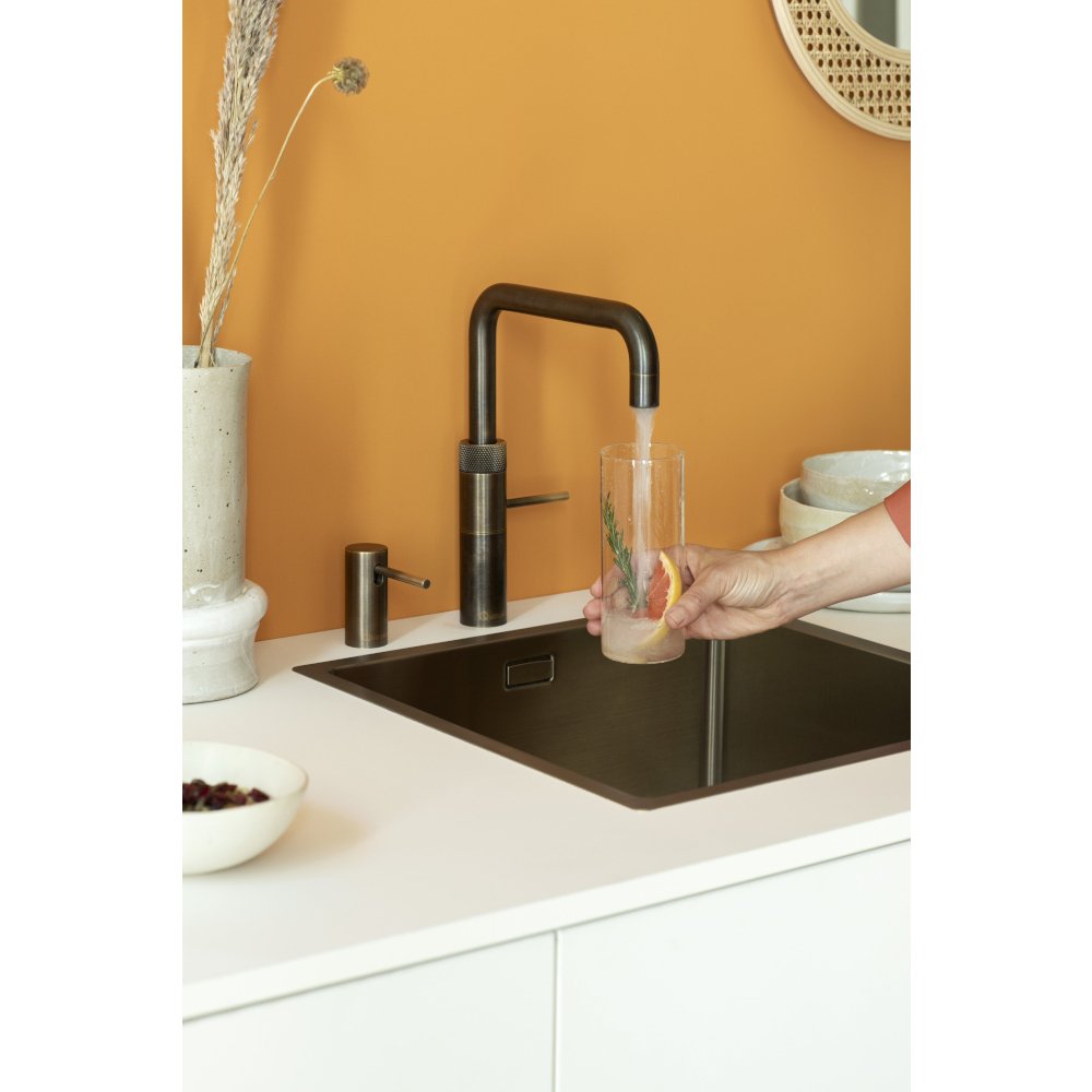 Quooker 3 in 1 Combi 2.2 Fusion Square Patinated Brass Boiling Water Tap | Atlantic Electrics