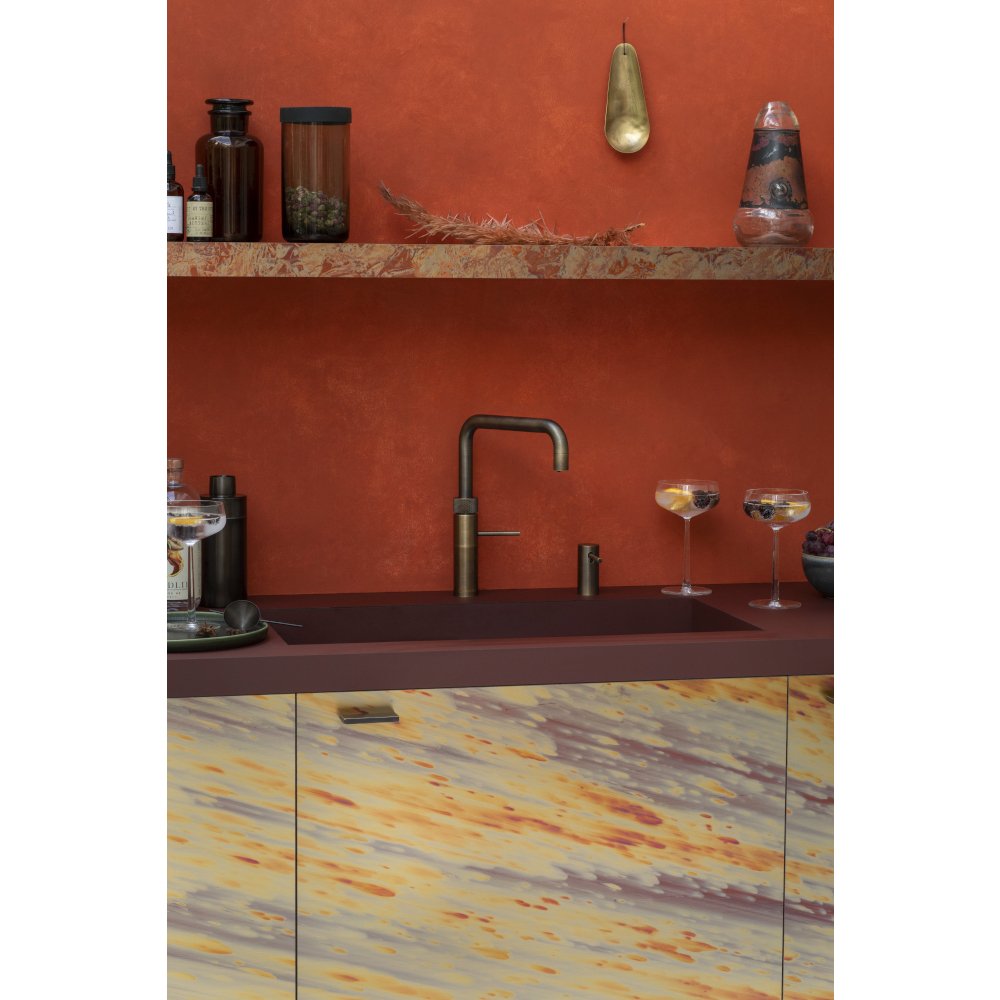 Quooker 3 in 1 Combi 2.2 Fusion Square Patinated Brass Boiling Water Tap | Atlantic Electrics
