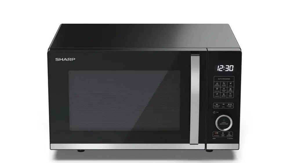 Sharp YCQG204AUB 800W 20 Litre Flatbed Microwave Oven with Grill, Black | Atlantic Electrics