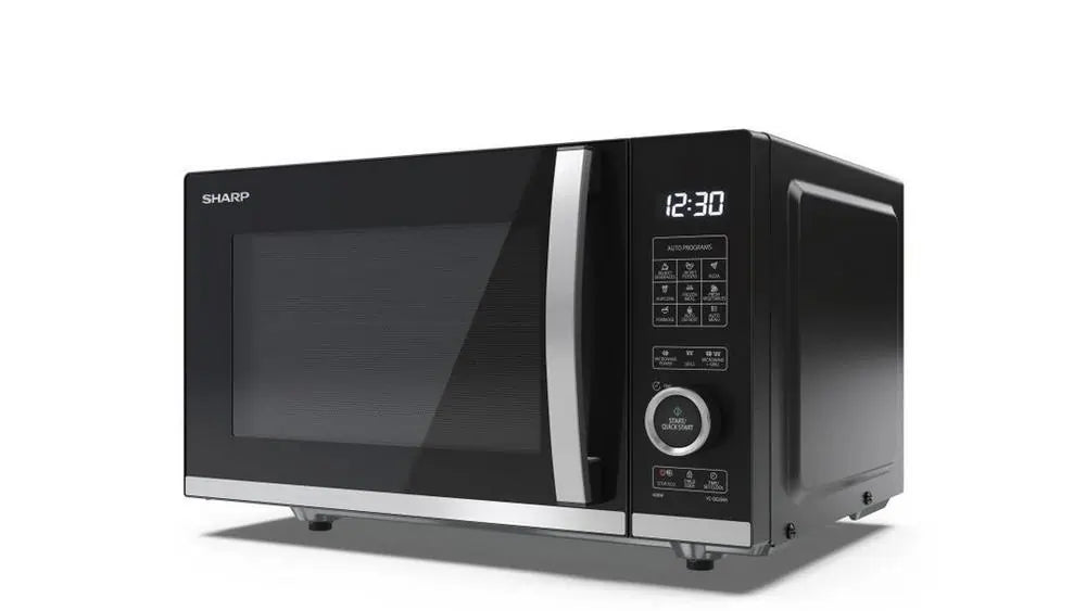 Sharp YCQG204AUB 800W 20 Litre Flatbed Microwave Oven with Grill, Black | Atlantic Electrics