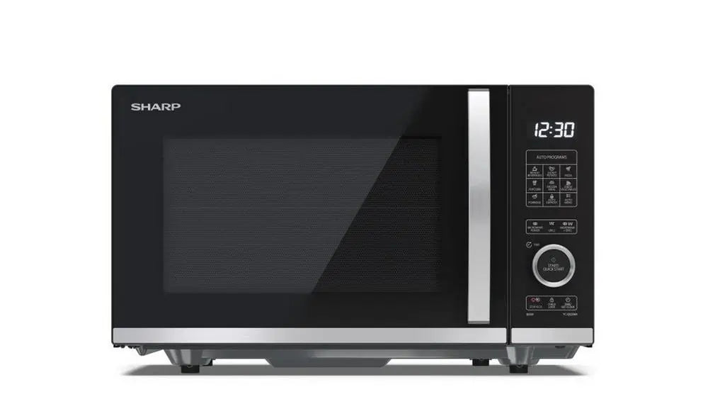 Sharp YCQG204AUB 800W 20 Litre Flatbed Microwave Oven with Grill, Black | Atlantic Electrics