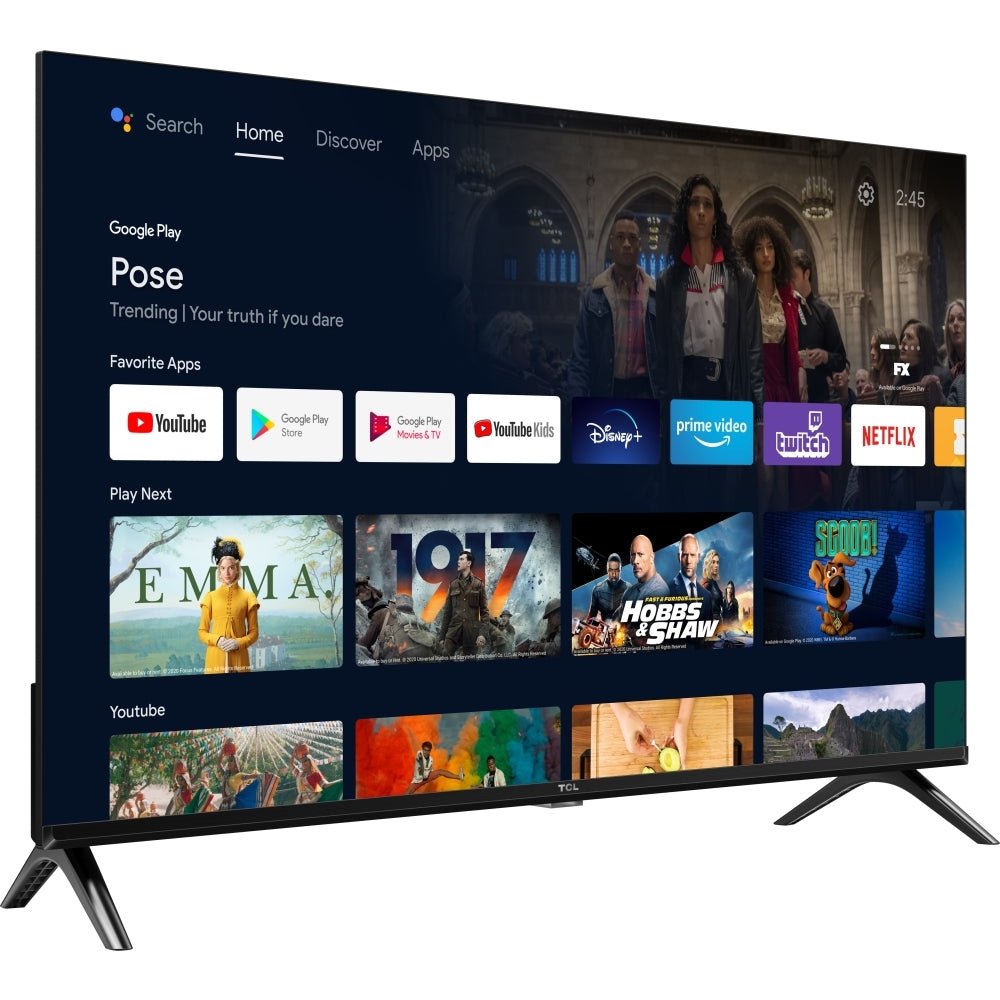 TCL 32S5400AFK S54 Series 32" LED Full HD Smart TV, Black, F Rated | Atlantic Electrics