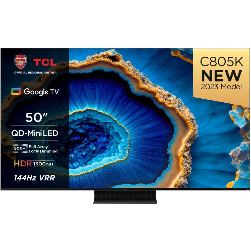 TCL 50C805K C805 50" Smart QD - Mini LED 4K Television, 4K Ultra HD, Black, G Rated | Atlantic Electrics