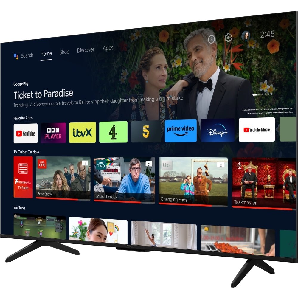 TCL 50P755K 50" LED 4K Ultra HD Smart TV, Grey, F Rated | Atlantic Electrics