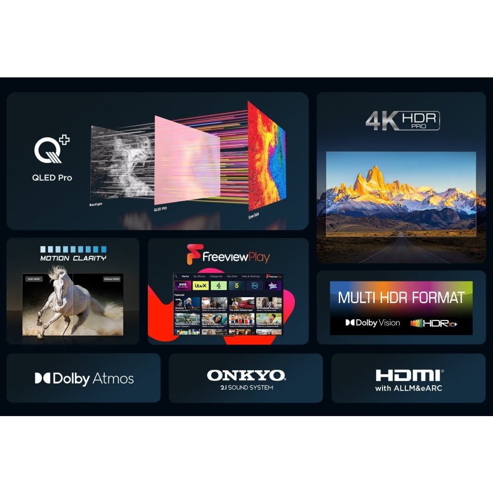 TCL 55C655K 55" QLED 4K Ultra HD Smart TV, Grey, E Rated | Atlantic Electrics