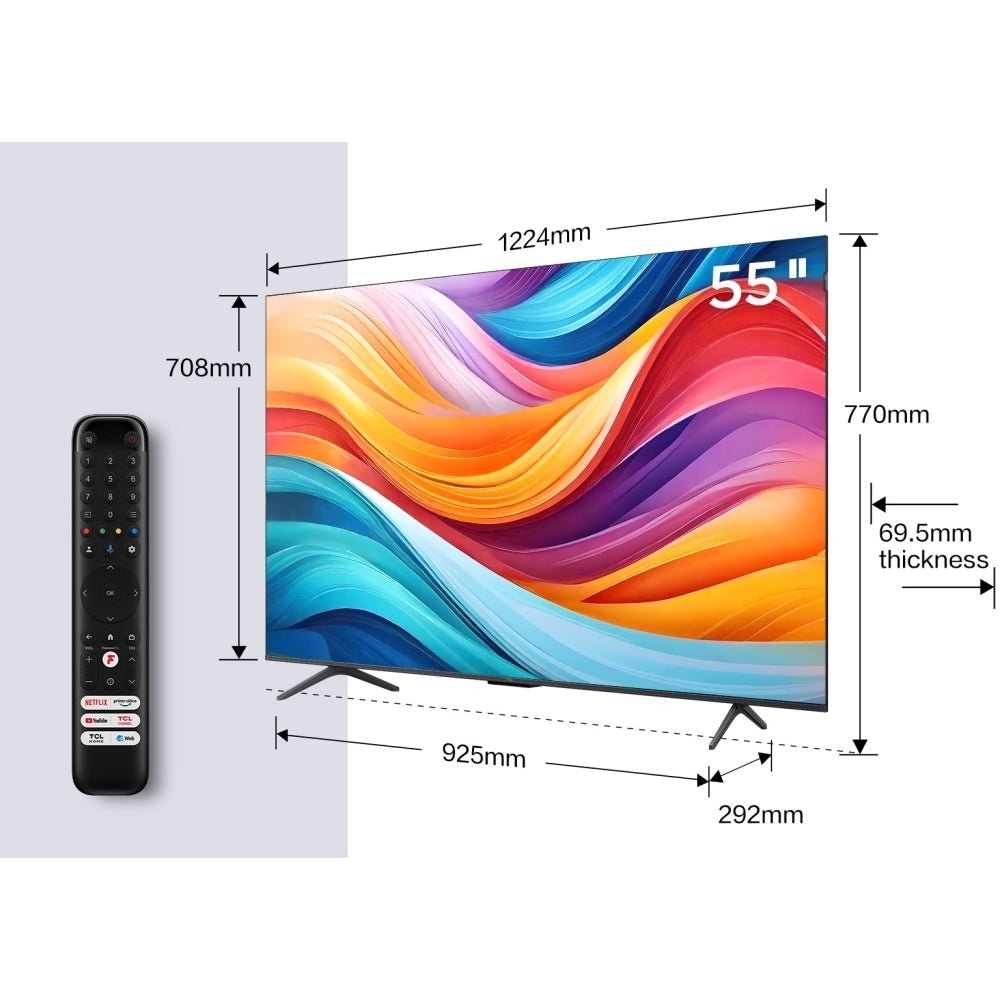TCL 55C655K 55" QLED 4K Ultra HD Smart TV, Grey, E Rated | Atlantic Electrics