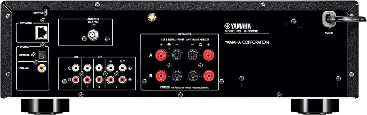 YAMAHA RN303D Silver MusicCast Stereo Receiver with Wi-Fi, Bluetooth (Manufacturer Refurbished) | Atlantic Electrics