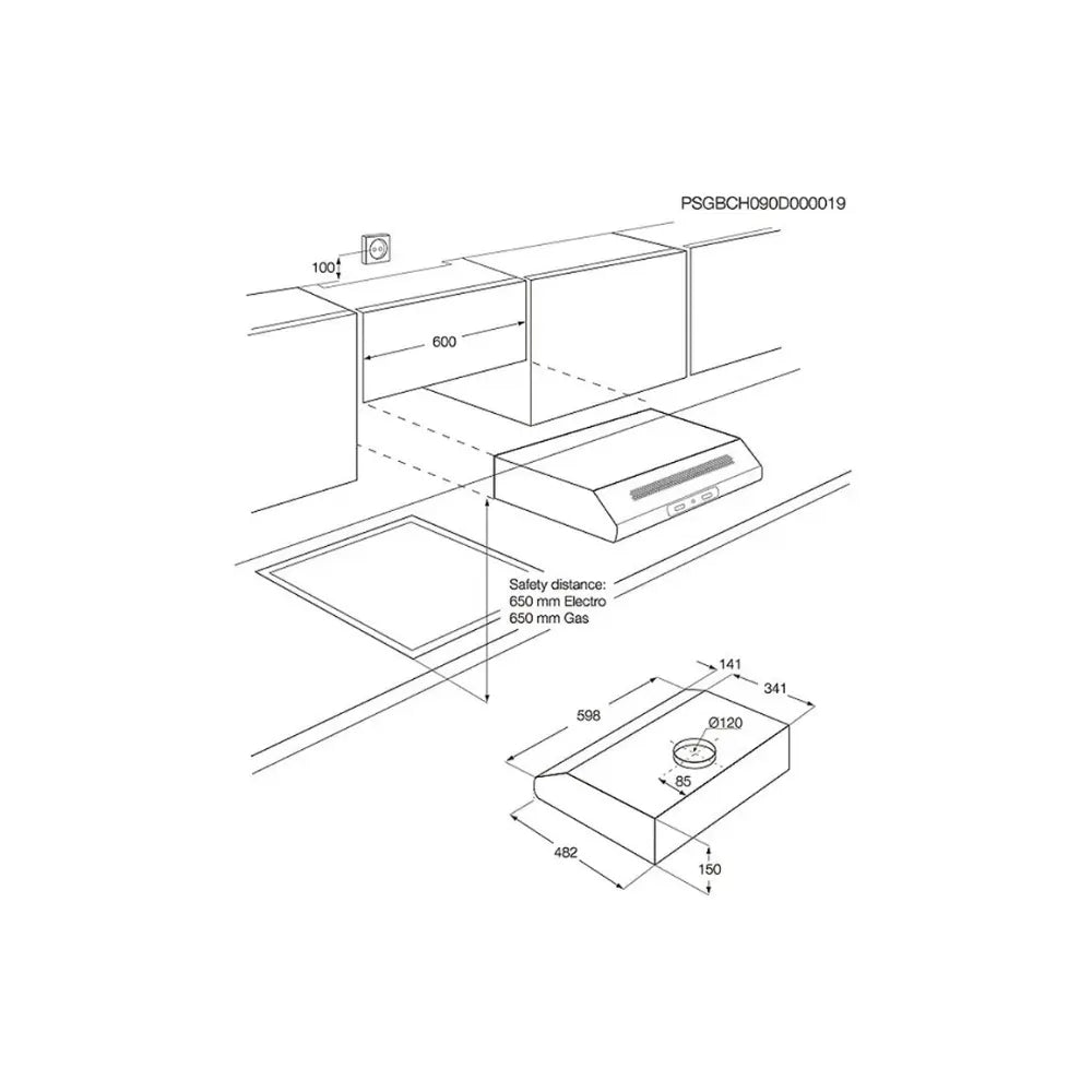 Zanussi ZHT631X 60Cm Wide 3-Speed Visor Cooker Hood, Stainless Steel