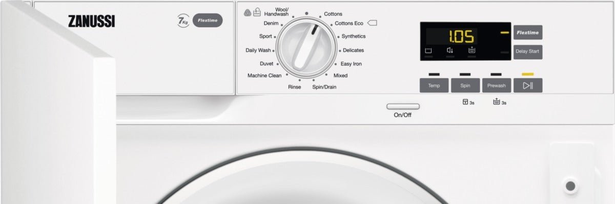 Zanussi Z712W43BI Integrated Washing Machine, 7kg, 1200 Spin, White | Atlantic Electrics