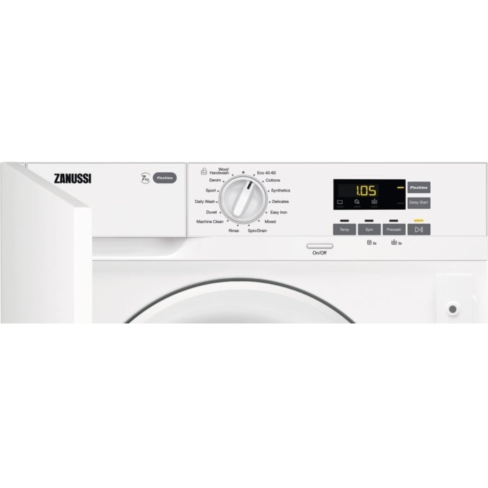 Zanussi Z712W43BI Integrated Washing Machine, 7kg, 1200 Spin, White | Atlantic Electrics