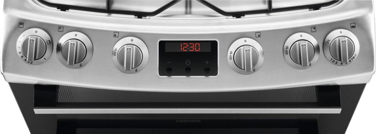 Zanussi ZCG63260XE Gas Cooker with Double Oven, Stainless Steel, A Rated | Atlantic Electrics
