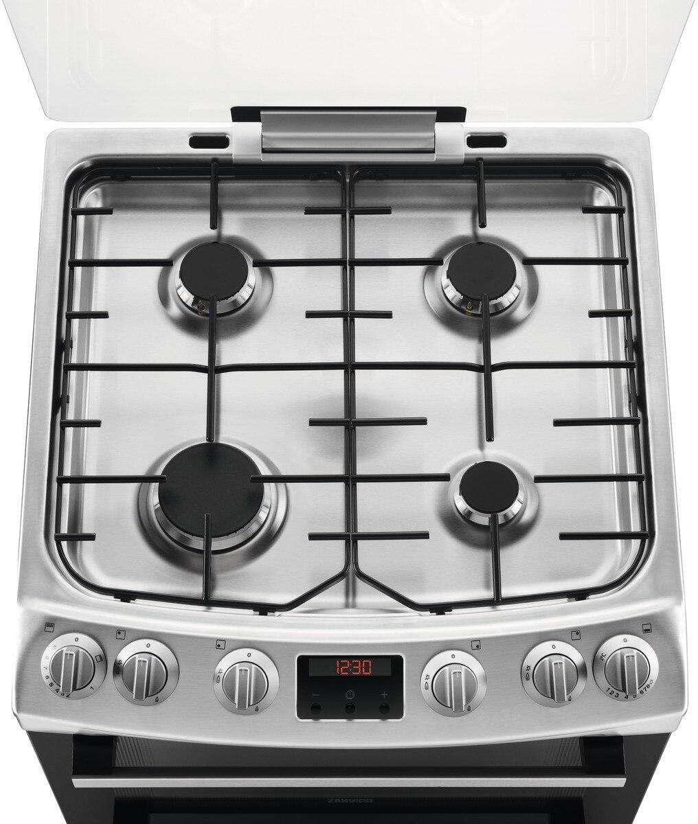 Zanussi ZCG63260XE Gas Cooker with Double Oven, Stainless Steel, A Rated | Atlantic Electrics