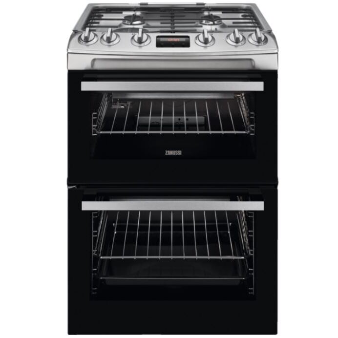 Zanussi ZCG63260XE Gas Cooker with Double Oven, Stainless Steel, A Rated | Atlantic Electrics
