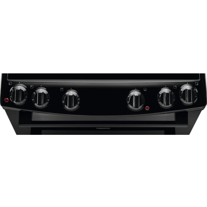 Zanussi ZCV66050BA Ceramic Electric Cooker with Double Oven, Black, A Rated | Atlantic Electrics
