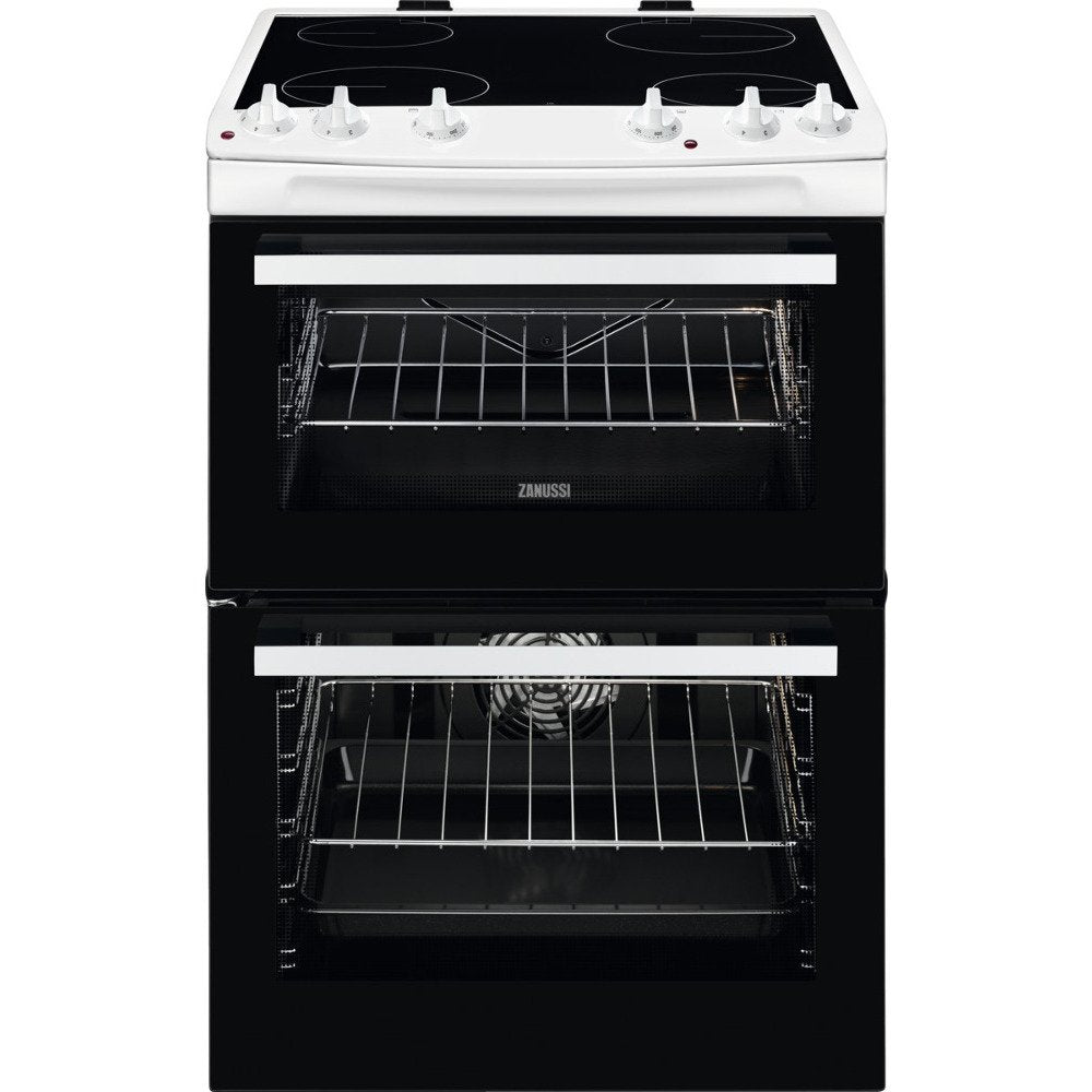 Zanussi ZCV66050WA Ceramic Electric Cooker with Double Oven, White, A Rated | Atlantic Electrics