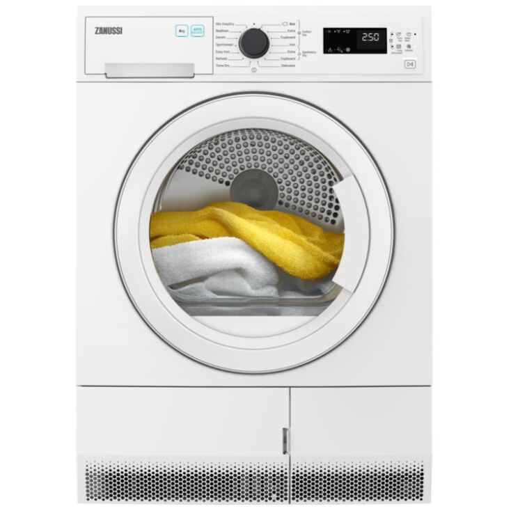 Zanussi ZDC82B4PW Condenser Tumble Dryer, 8kg, White, B Rated | Atlantic Electrics