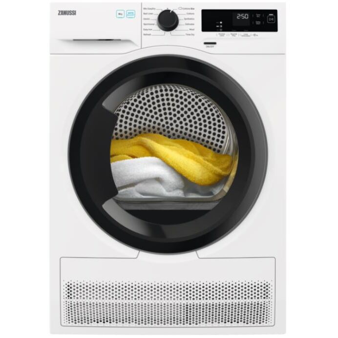 Zanussi ZDH87A2DG Heat Pump Tumble Dryer, 8kg, White, A++ Rated | Atlantic Electrics