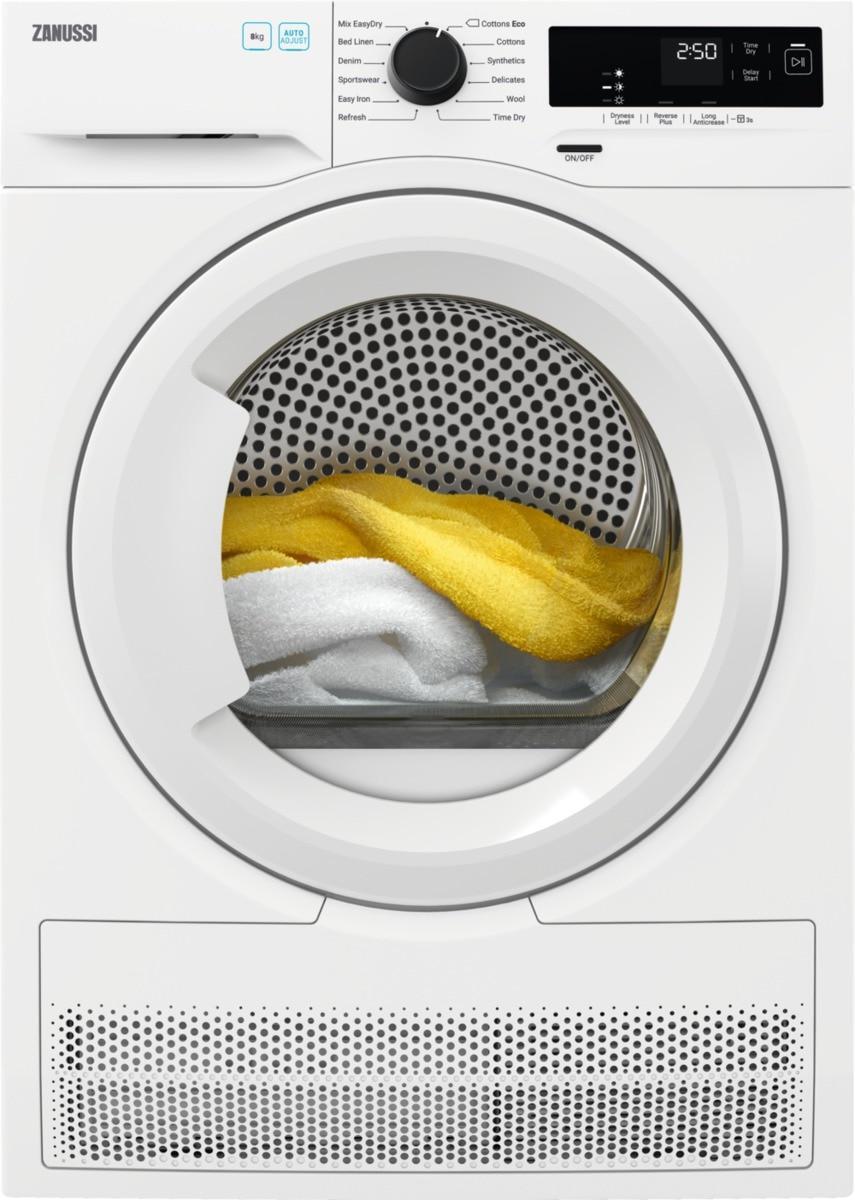 Zanussi ZDH87A2PW Heat Pump Tumble Dryer, 8kg, White, A++ Rated | Atlantic Electrics