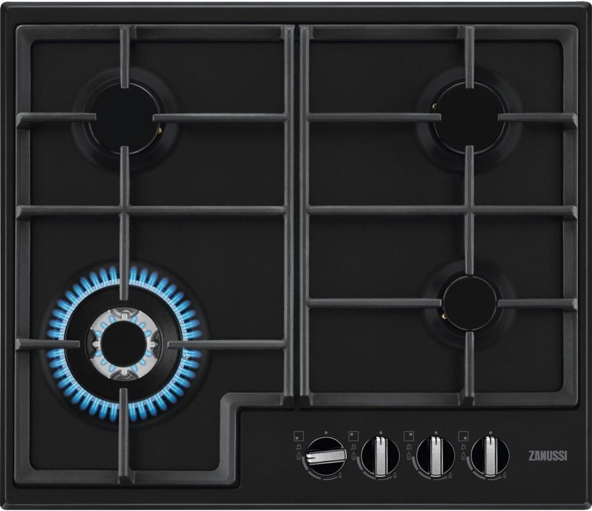 Zanussi ZGNN645K 4 Burner Gas Hob, Black | Atlantic Electrics
