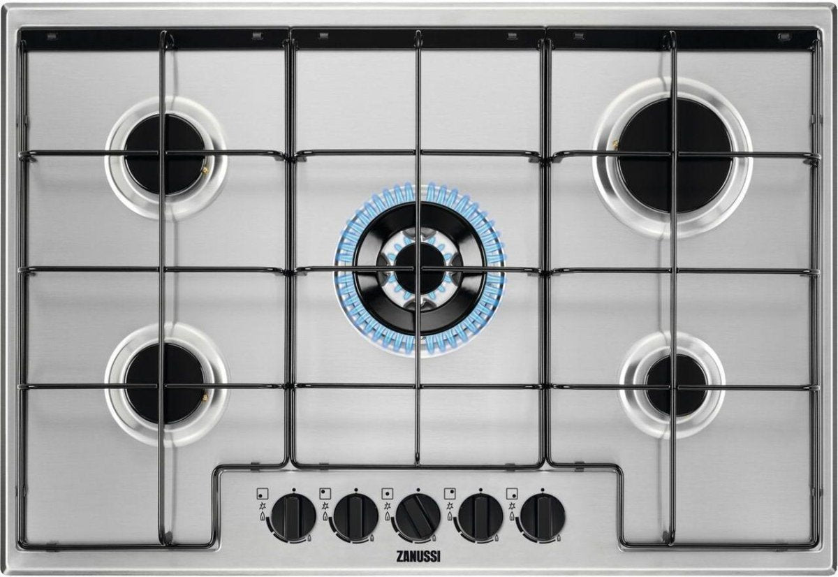 Zanussi ZGNN752X 5 Burner Gas Hob, Stainless Steel | Atlantic Electrics