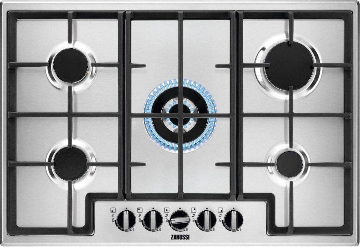 Zanussi ZGNN755X 5 Burner Gas Hob, Stainless Steel | Atlantic Electrics