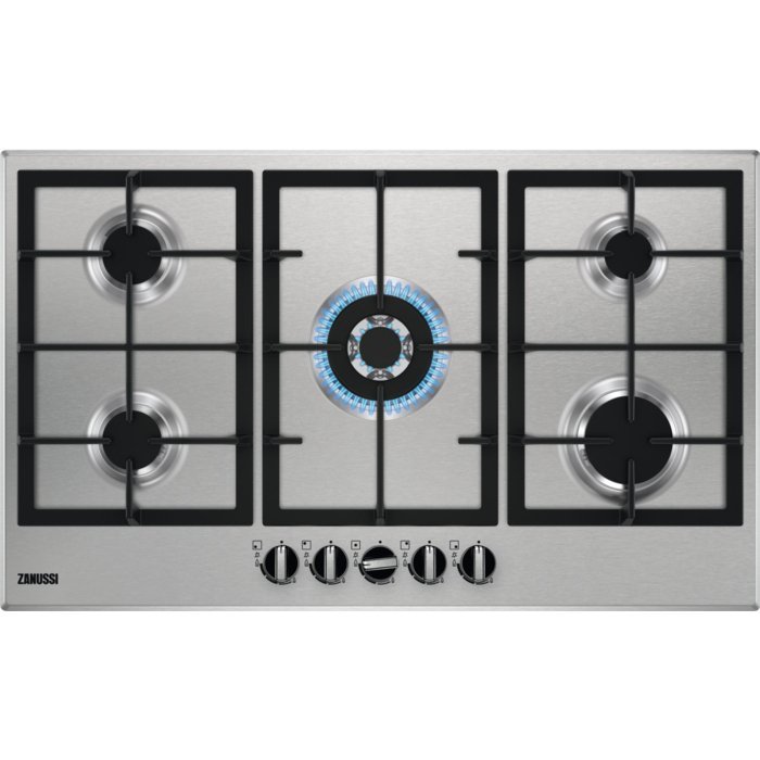 Zanussi ZGNN955X 5 Burner Gas Hob, Stainless Steel | Atlantic Electrics