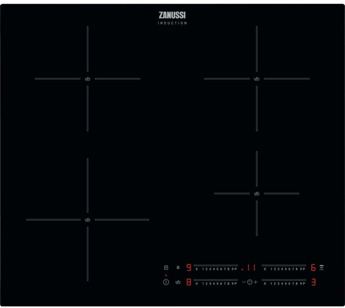Zanussi ZIAN644K Induction Hob, Black Frameless | Atlantic Electrics