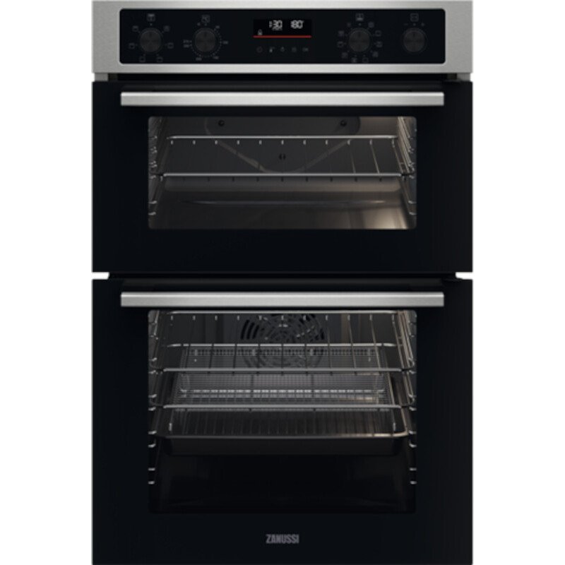 Zanussi ZKCNA7XN Built - In Electric Double Oven, Stainless Steel, A Rated | Atlantic Electrics