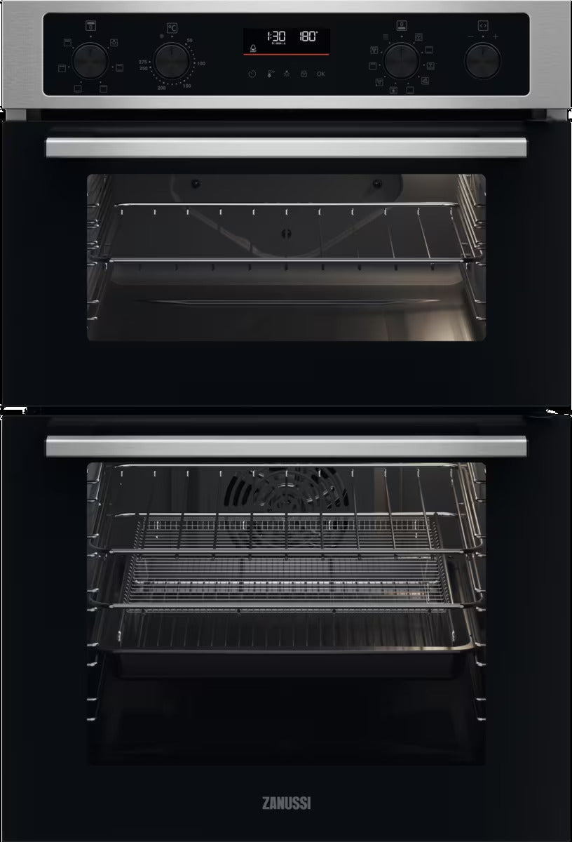 Zanussi ZKCNA7XN Built - In Electric Double Oven, Stainless Steel, A Rated | Atlantic Electrics