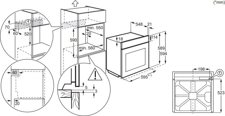 Zanussi ZOHNA7KN Built - In Electric Single Oven, Black, A+ Rated | Atlantic Electrics