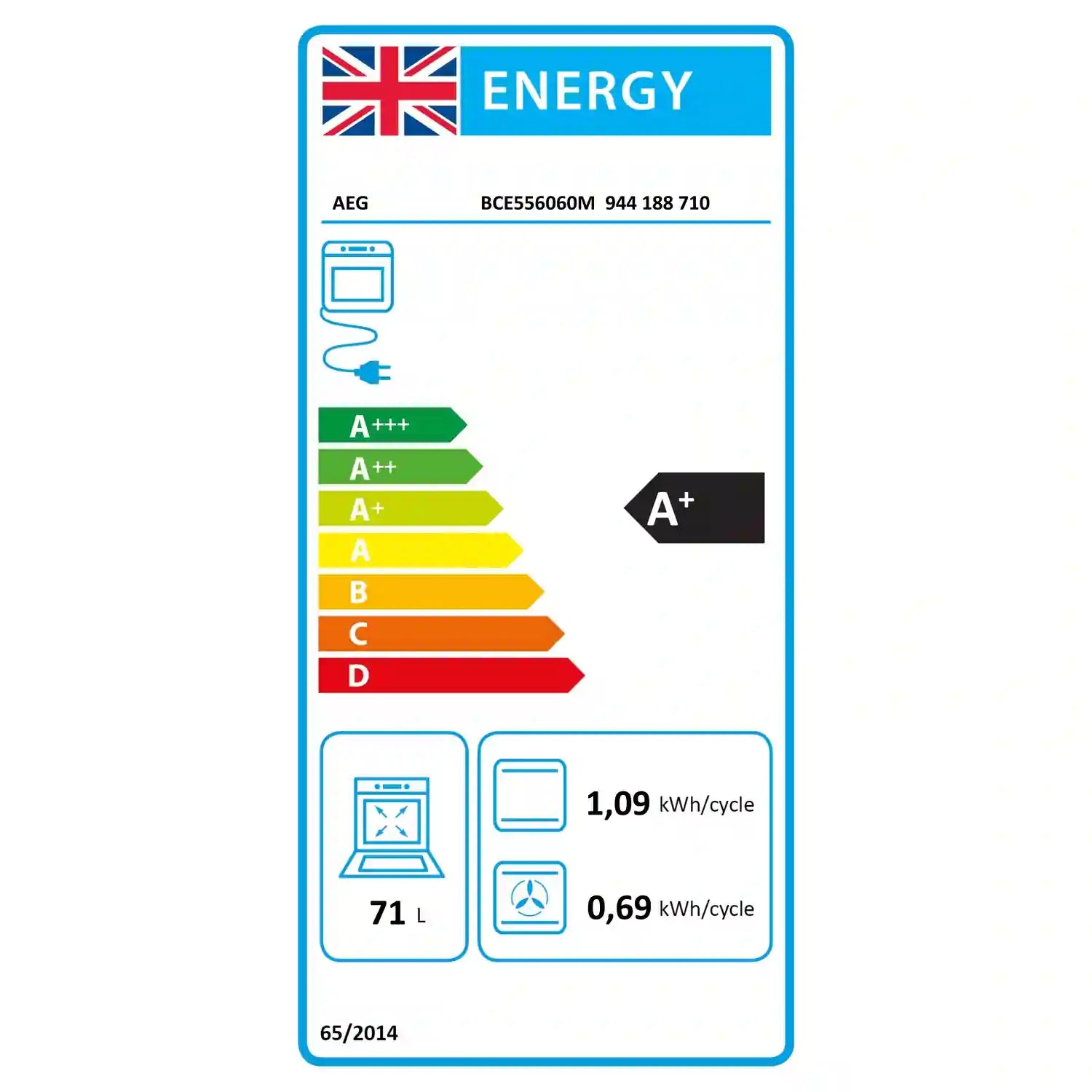 AEG BCE556060M Built In Single Oven Electric - Stainless Steel | Atlantic Electrics